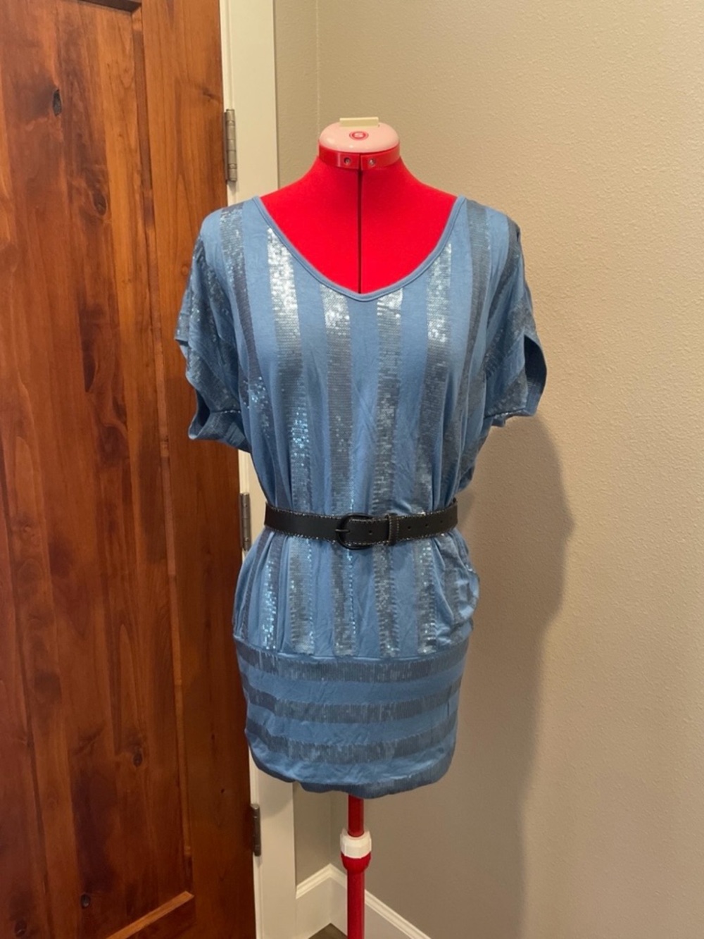 Blue Striped V-Neck Tunic